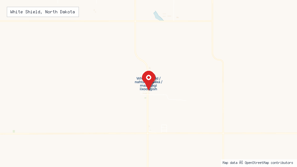 Street map of White Shield, North Dakota with location pin