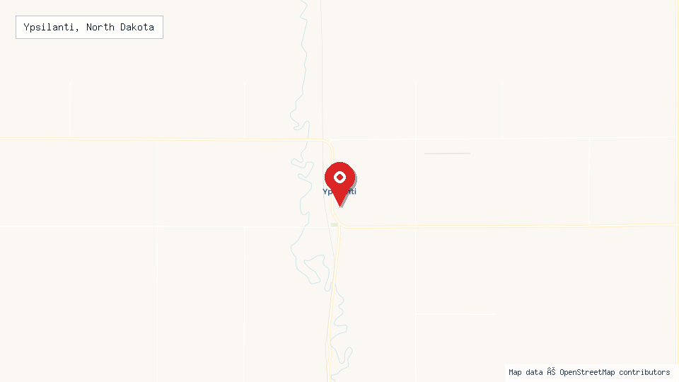 Street map of Ypsilanti, North Dakota with location pin