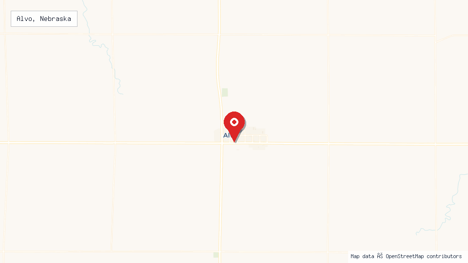 Street map of Alvo, Nebraska with location pin