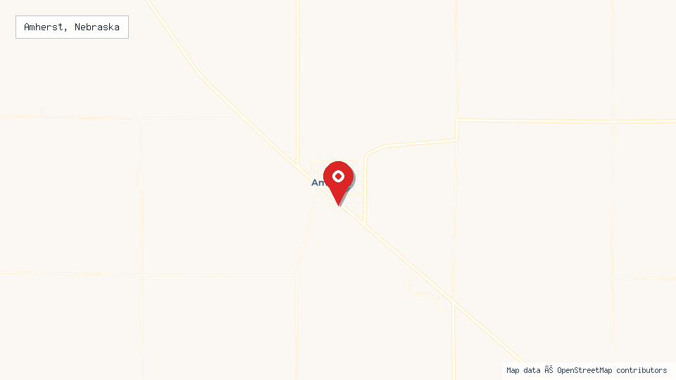 Street map of Amherst, Nebraska with location pin