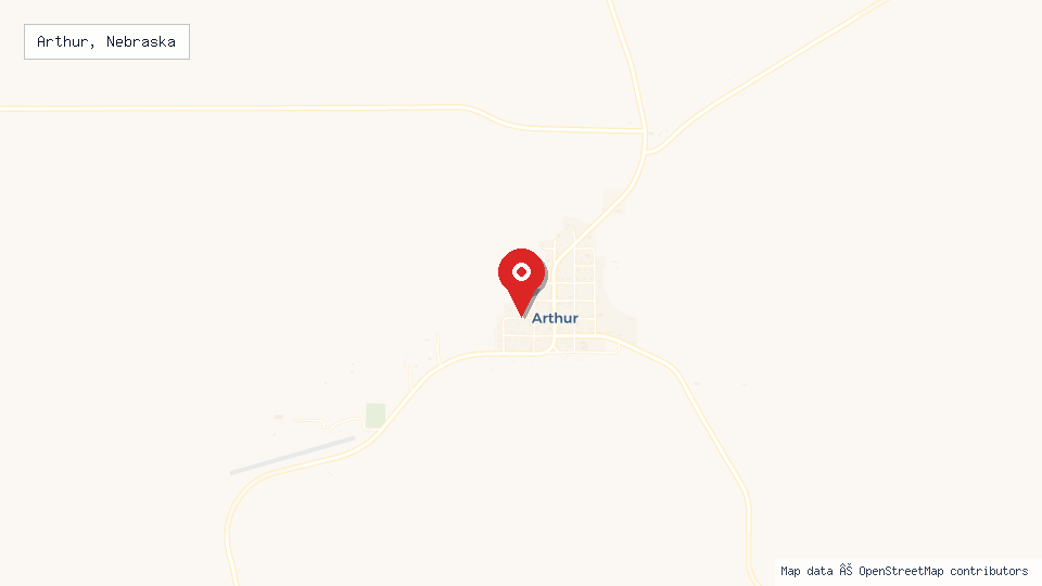 Street map of Arthur, Nebraska with location pin