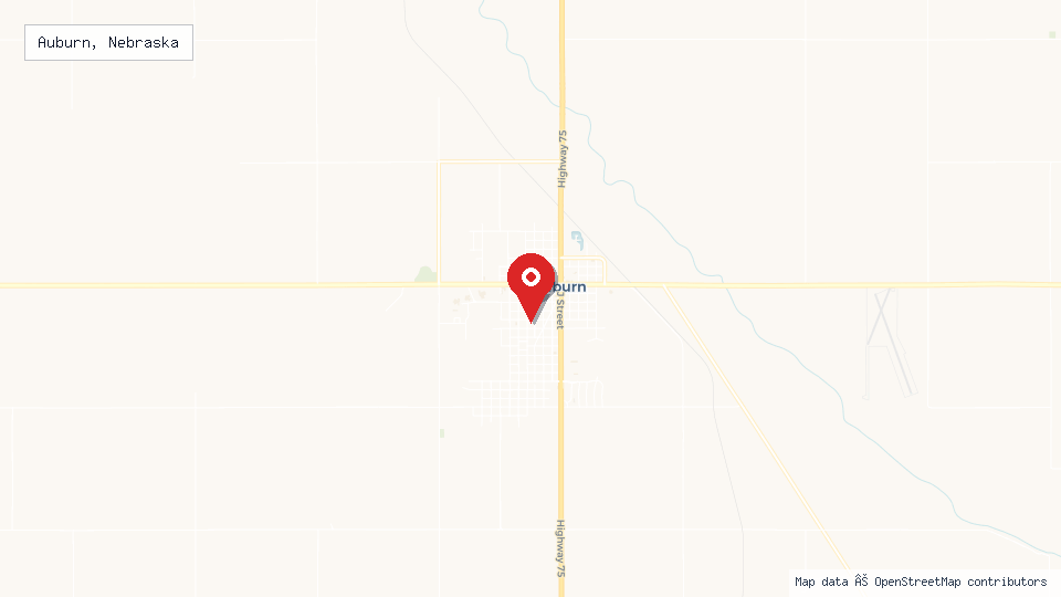 Street map of Auburn, Nebraska with location pin