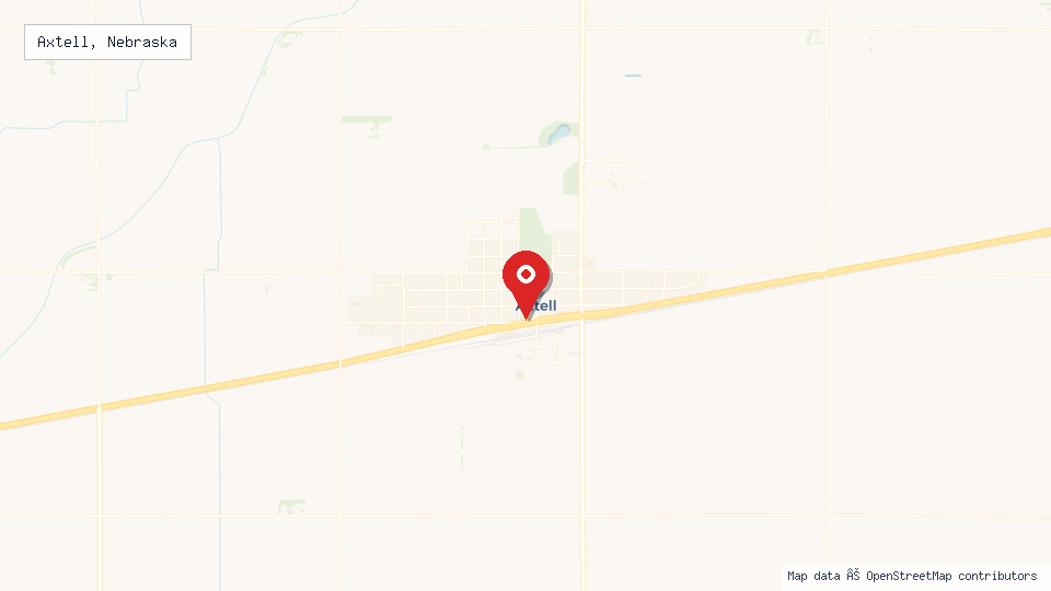 Street map of Axtell, Nebraska with location pin