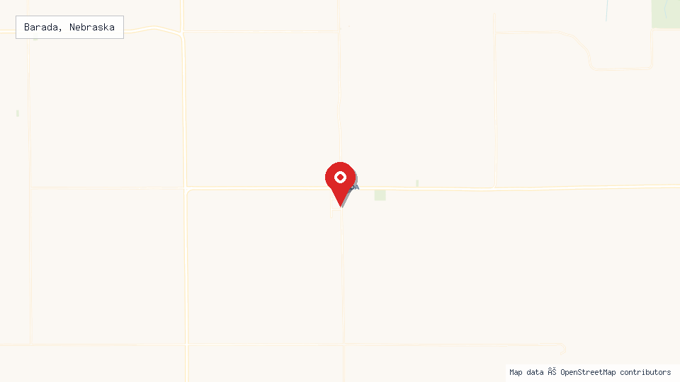 Street map of Barada, Nebraska with location pin
