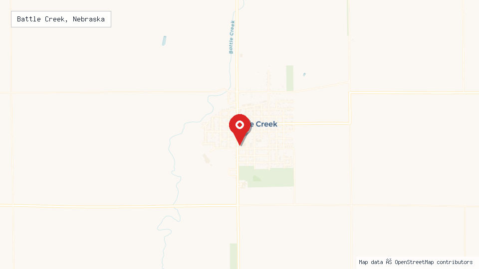 Street map of Battle Creek, Nebraska with location pin