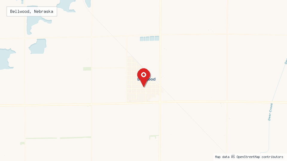 Street map of Bellwood, Nebraska with location pin