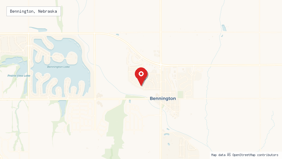 Street map of Bennington, Nebraska with location pin
