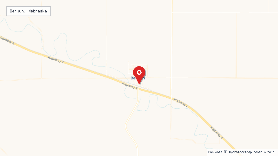 Street map of Berwyn, Nebraska with location pin