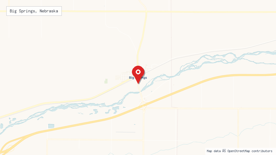Street map of Big Springs, Nebraska with location pin