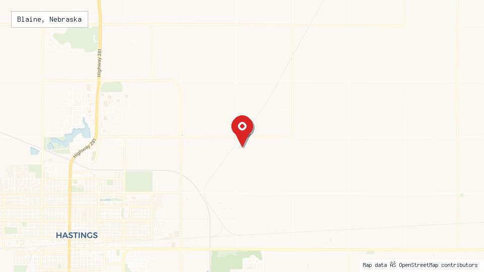 Street map of Blaine, Nebraska with location pin