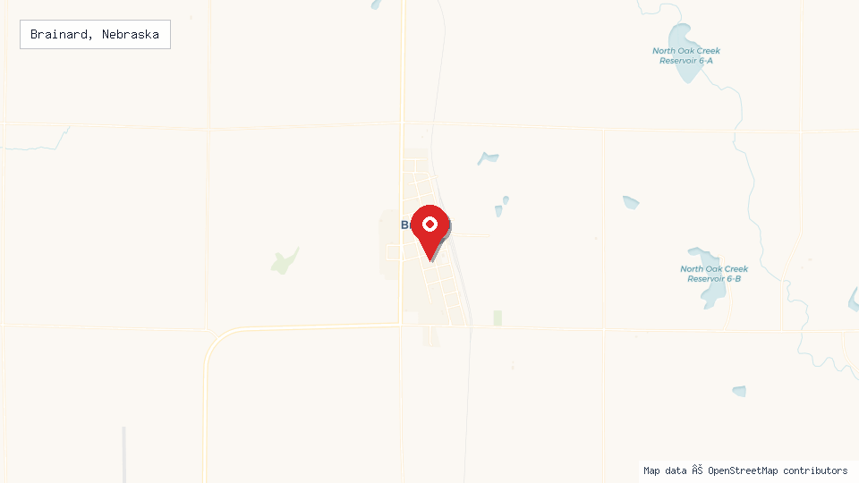 Street map of Brainard, Nebraska with location pin