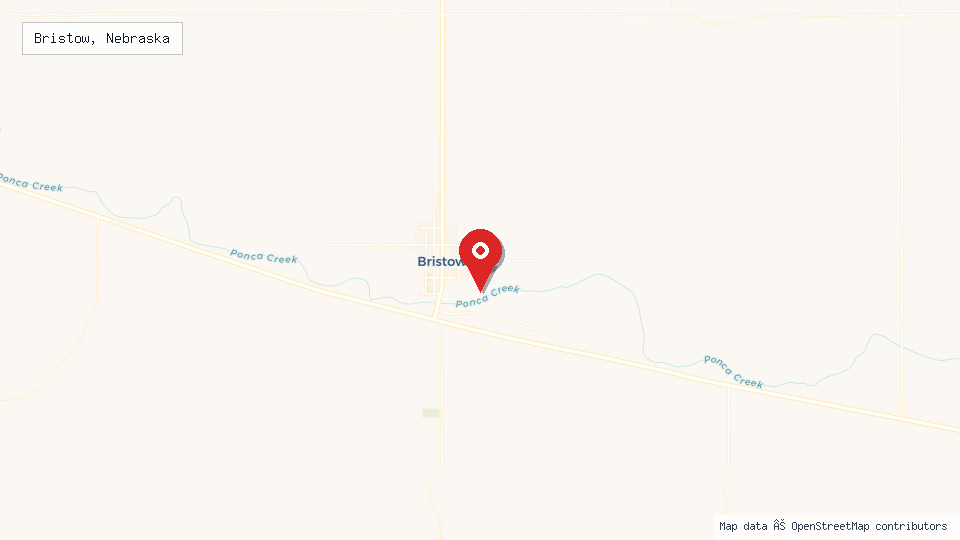 Street map of Bristow, Nebraska with location pin