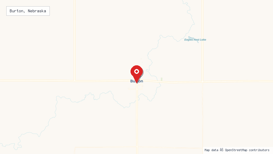 Street map of Burton, Nebraska with location pin