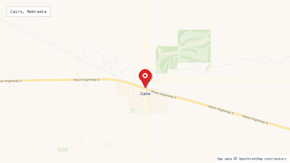 Street map of Cairo, Nebraska with location pin