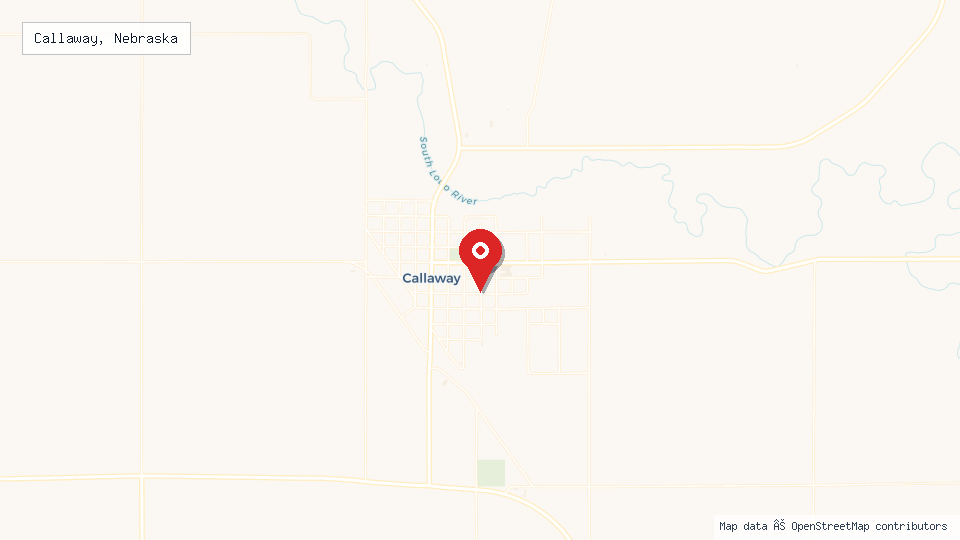 Street map of Callaway, Nebraska with location pin