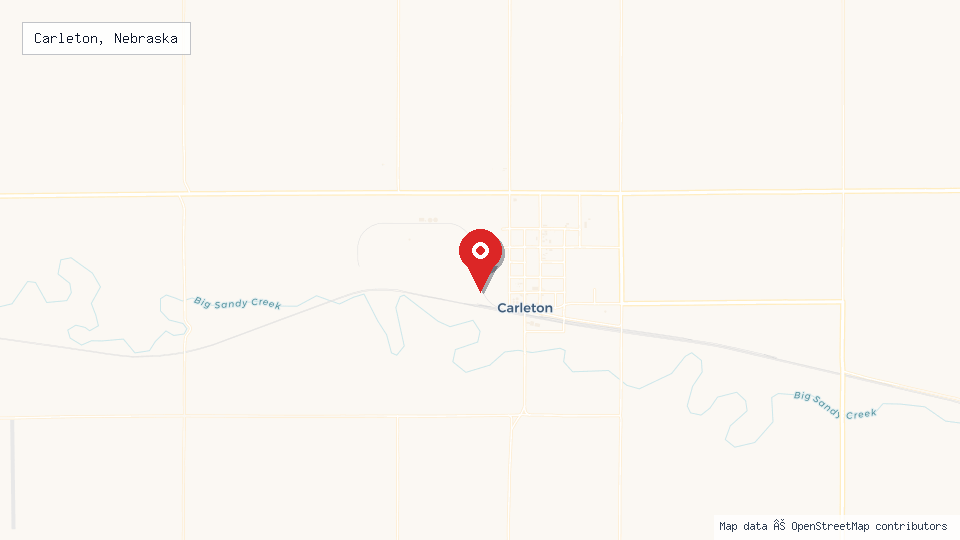 Street map of Carleton, Nebraska with location pin