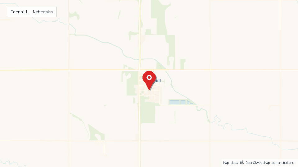 Street map of Carroll, Nebraska with location pin