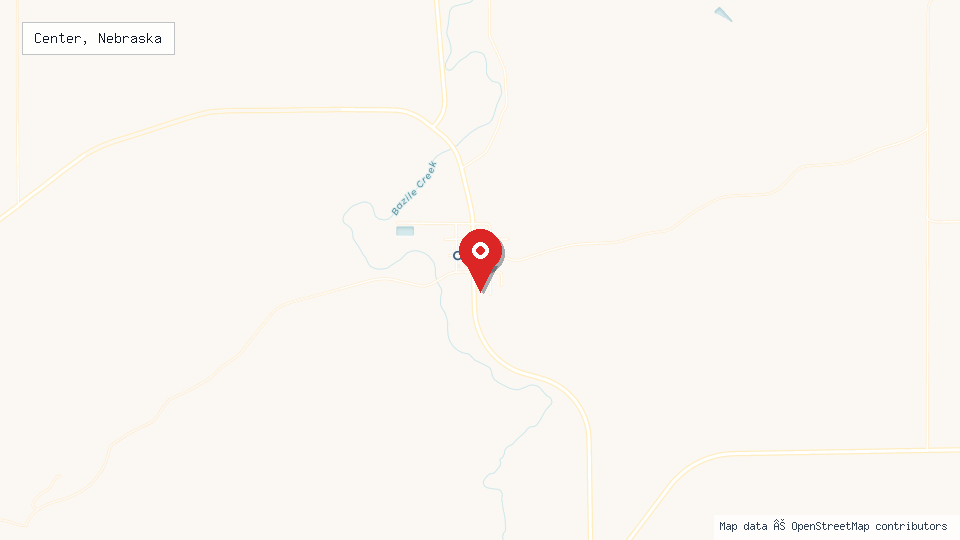 Street map of Center, Nebraska with location pin