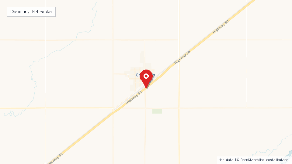 Street map of Chapman, Nebraska with location pin