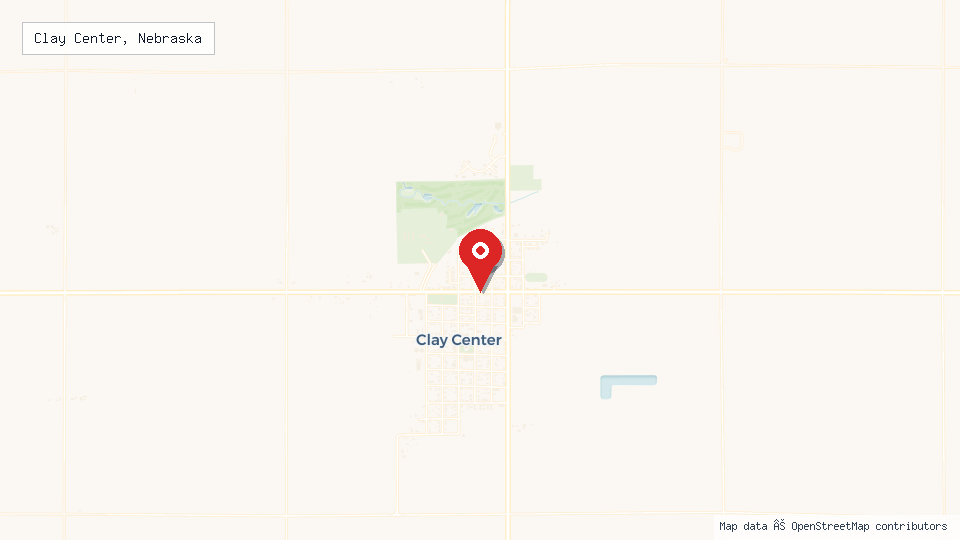 Street map of Clay Center, Nebraska with location pin