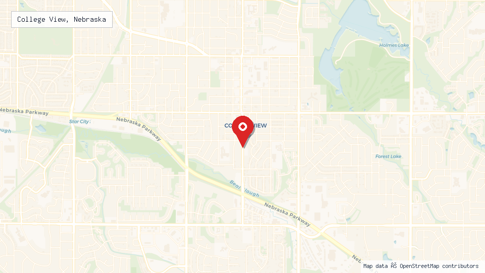Street map of College View, Nebraska with location pin