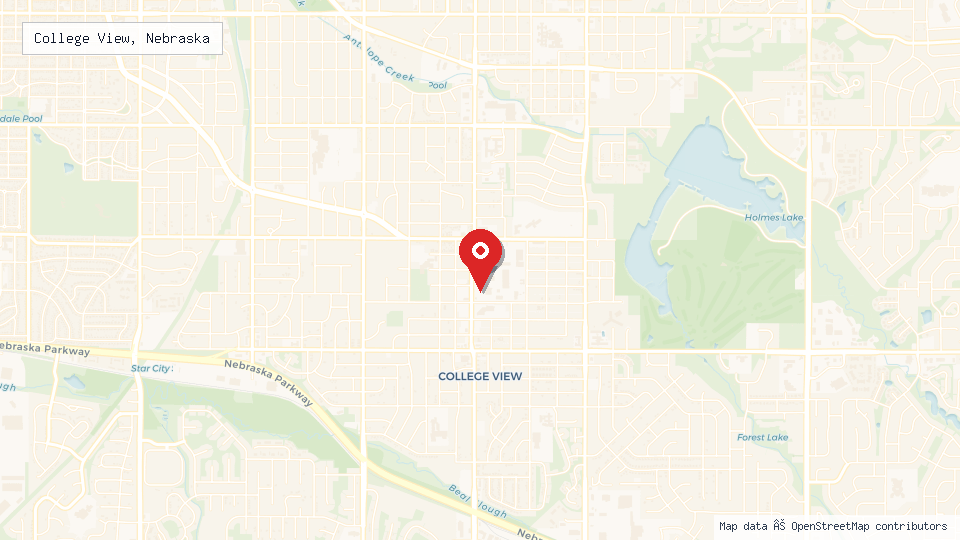 Street map of College View, Nebraska with location pin