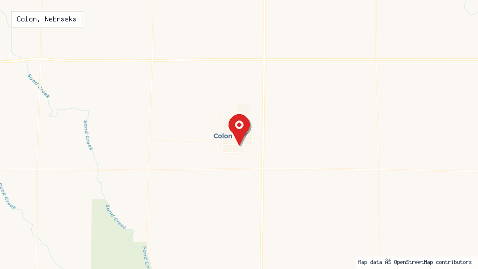 Street map of Colon, Nebraska with location pin