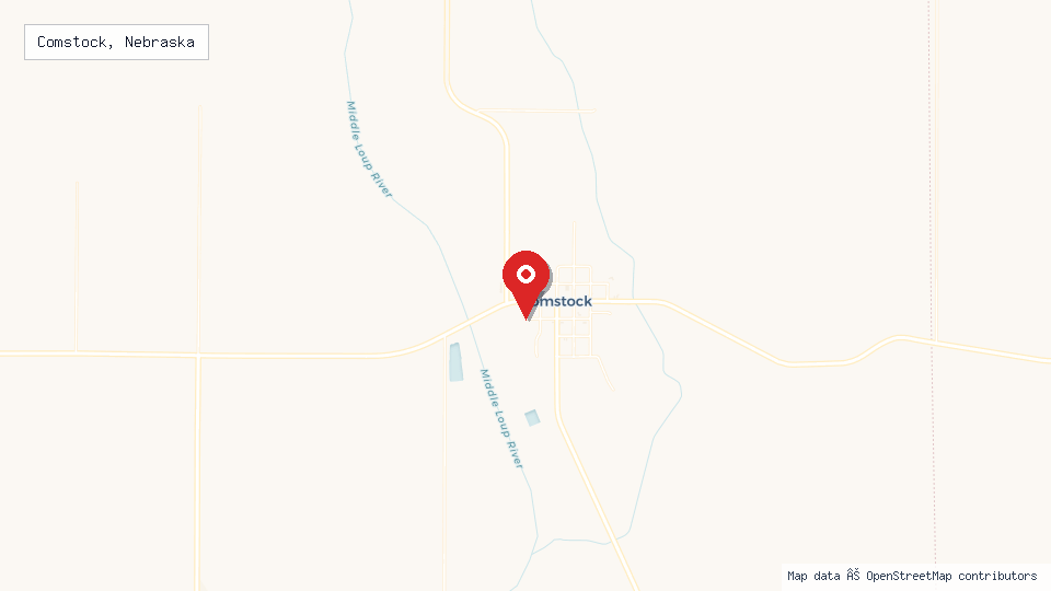 Street map of Comstock, Nebraska with location pin