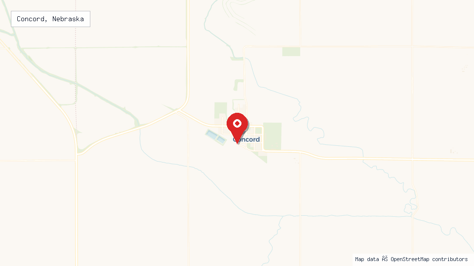 Street map of Concord, Nebraska with location pin