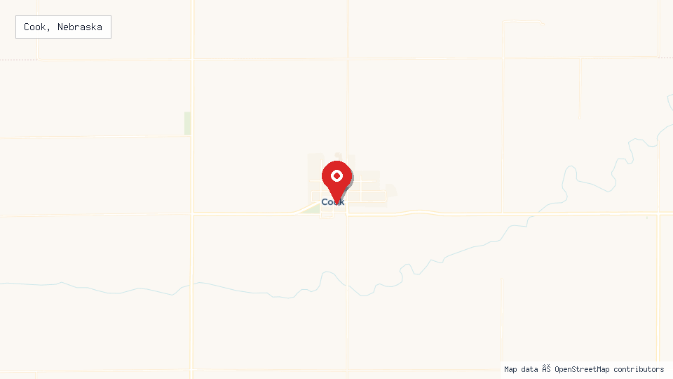 Street map of Cook, Nebraska with location pin