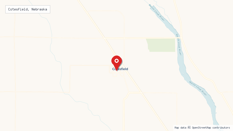 Street map of Cotesfield, Nebraska with location pin