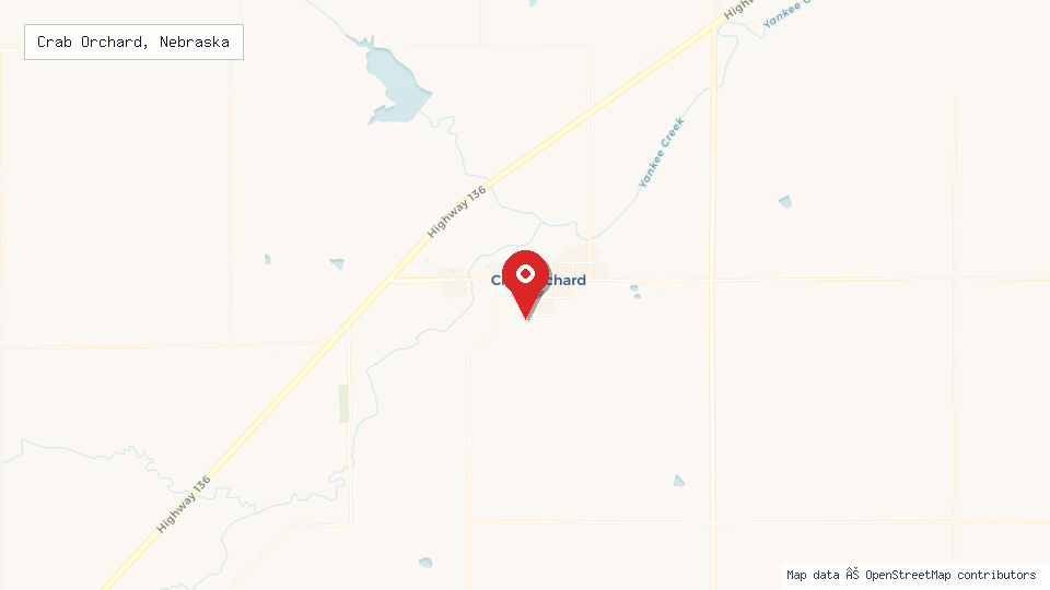 Street map of Crab Orchard, Nebraska with location pin