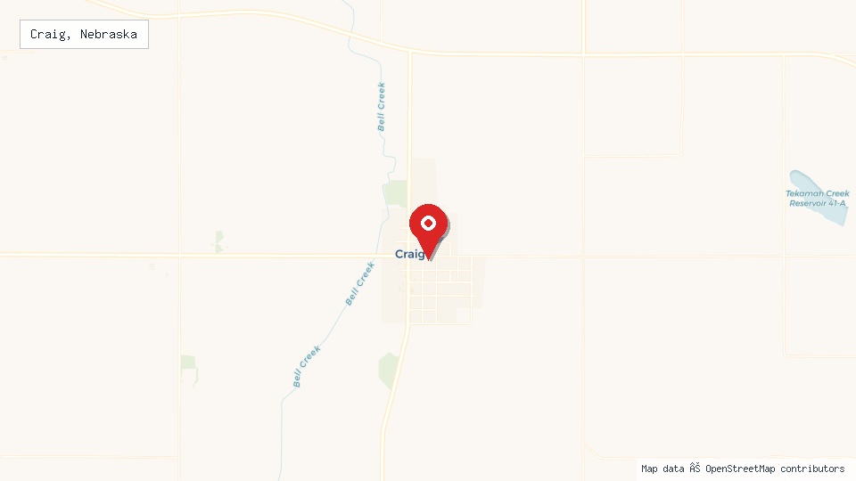 Street map of Craig, Nebraska with location pin