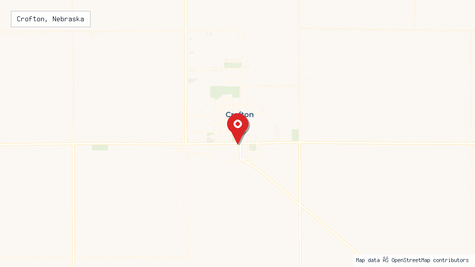 Street map of Crofton, Nebraska with location pin
