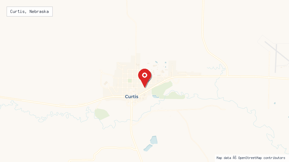 Street map of Curtis, Nebraska with location pin