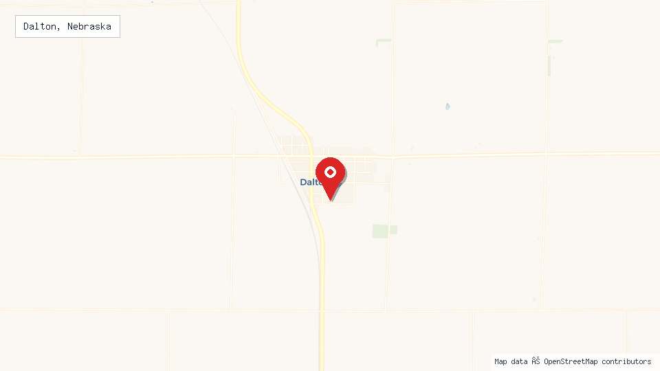 Street map of Dalton, Nebraska with location pin
