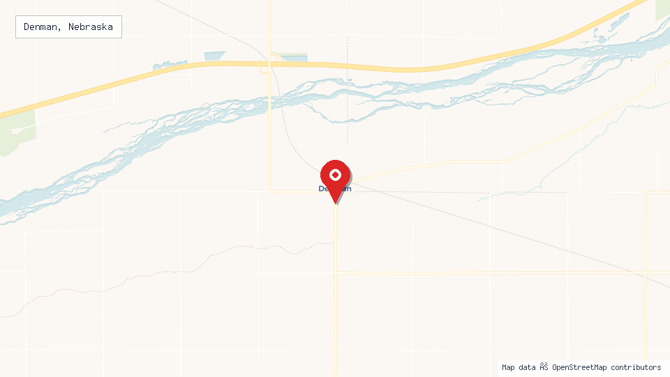 Street map of Denman, Nebraska with location pin