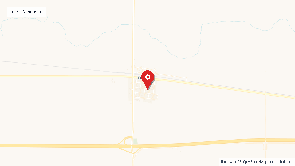 Street map of Dix, Nebraska with location pin