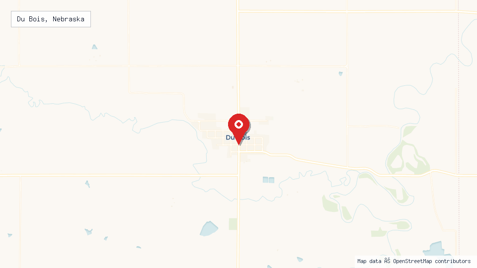 Street map of Du Bois, Nebraska with location pin