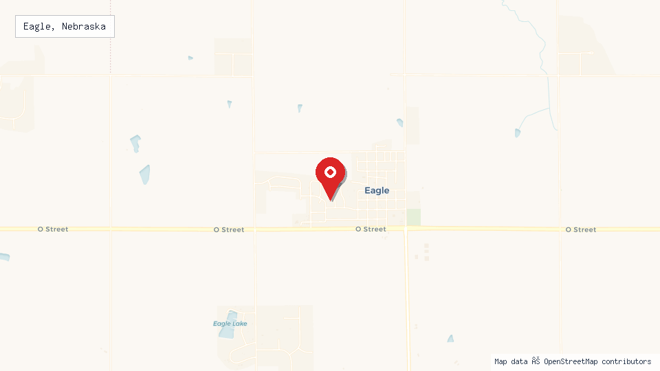 Street map of Eagle, Nebraska with location pin