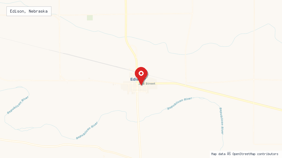 Street map of Edison, Nebraska with location pin