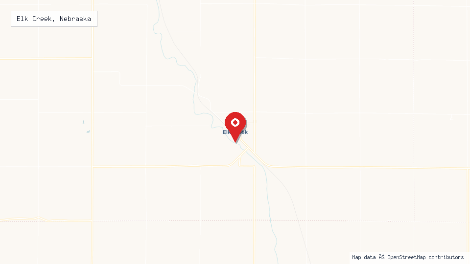 Street map of Elk Creek, Nebraska with location pin