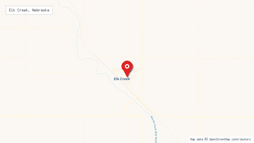Street map of Elk Creek, Nebraska with location pin