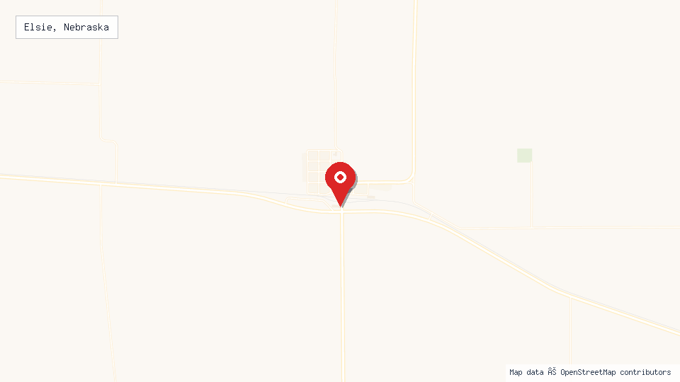 Street map of Elsie, Nebraska with location pin