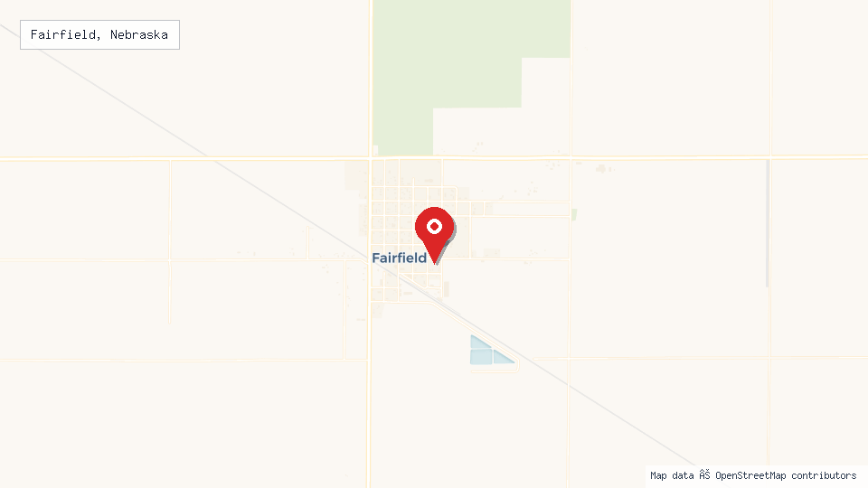 Street map of Fairfield, Nebraska with location pin