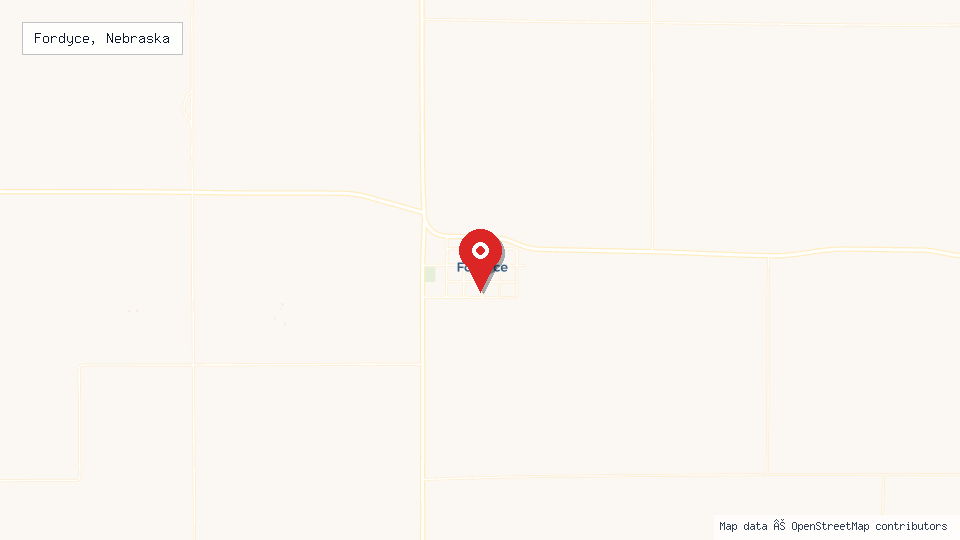 Street map of Fordyce, Nebraska with location pin