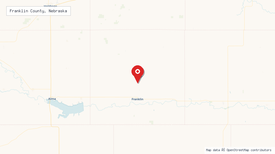Street map of Franklin County, Nebraska with location pin