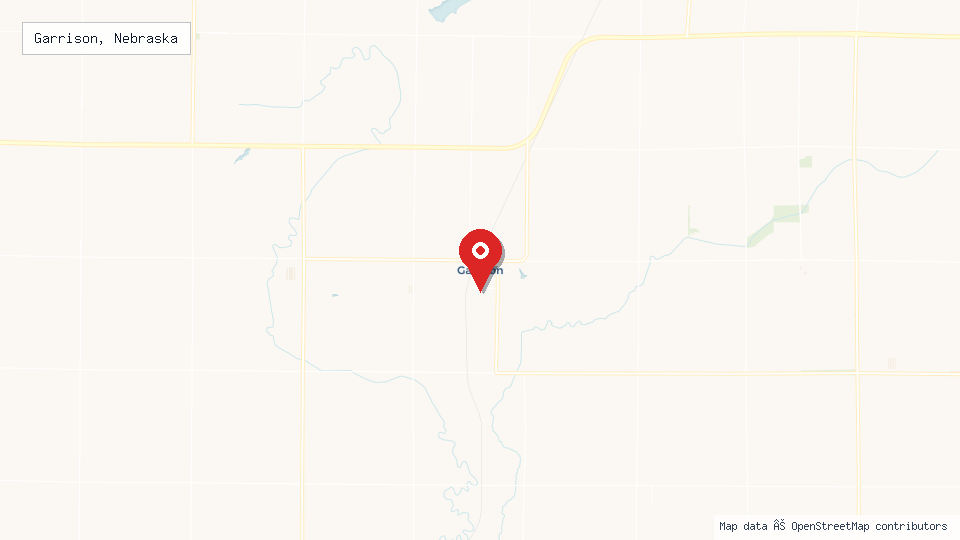 Street map of Garrison, Nebraska with location pin