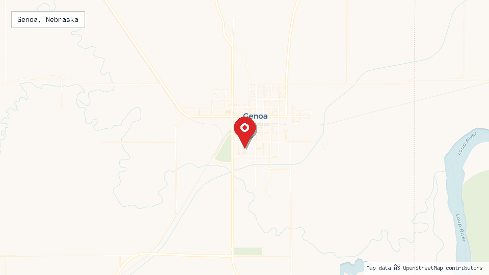 Street map of Genoa, Nebraska with location pin