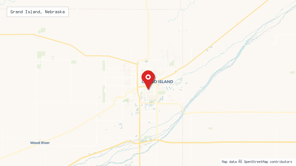 Street map of Grand Island, Nebraska with location pin